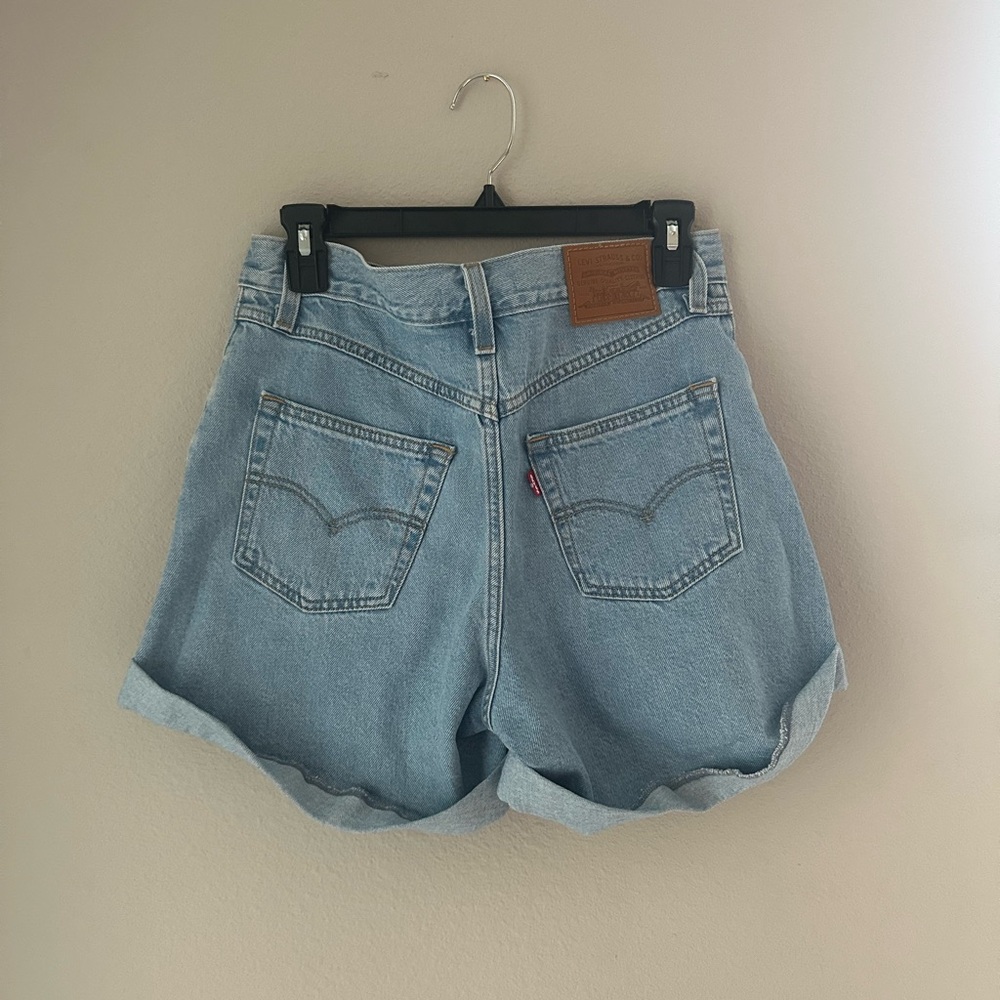 Levi's Light Blue Rolled Cuff High-Waist Denim Shorts